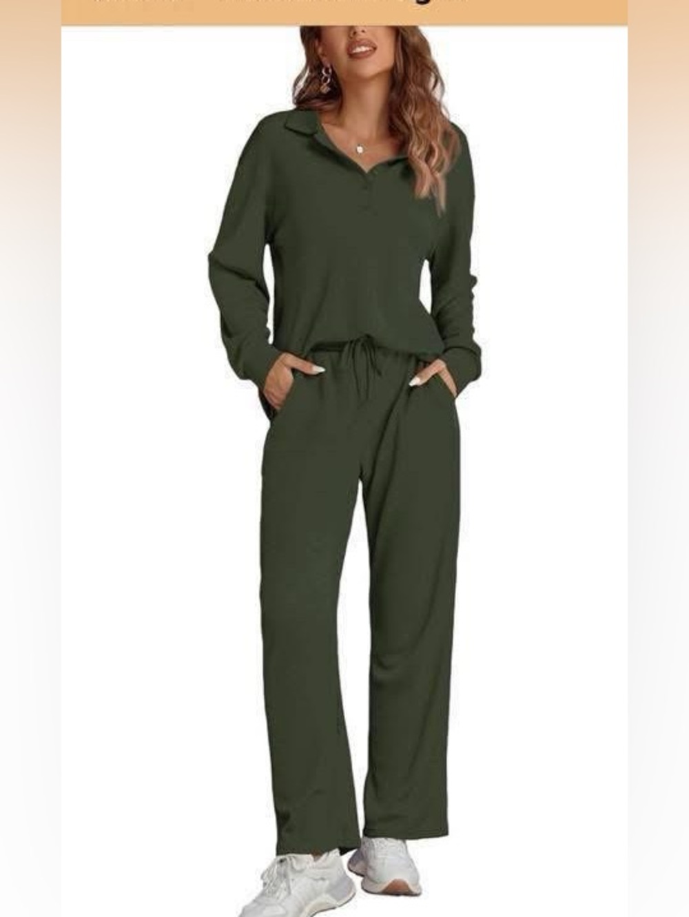 Olive Green Two-Piece Lounge Set